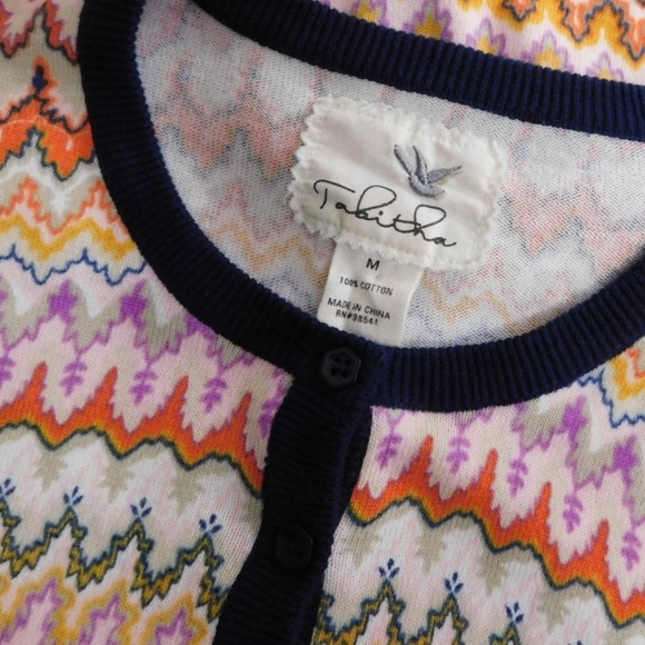 Anthropologie TABITHA Highlighted Frequencies Geometric Cardigan Sweater Medium - Picture 10 of 12